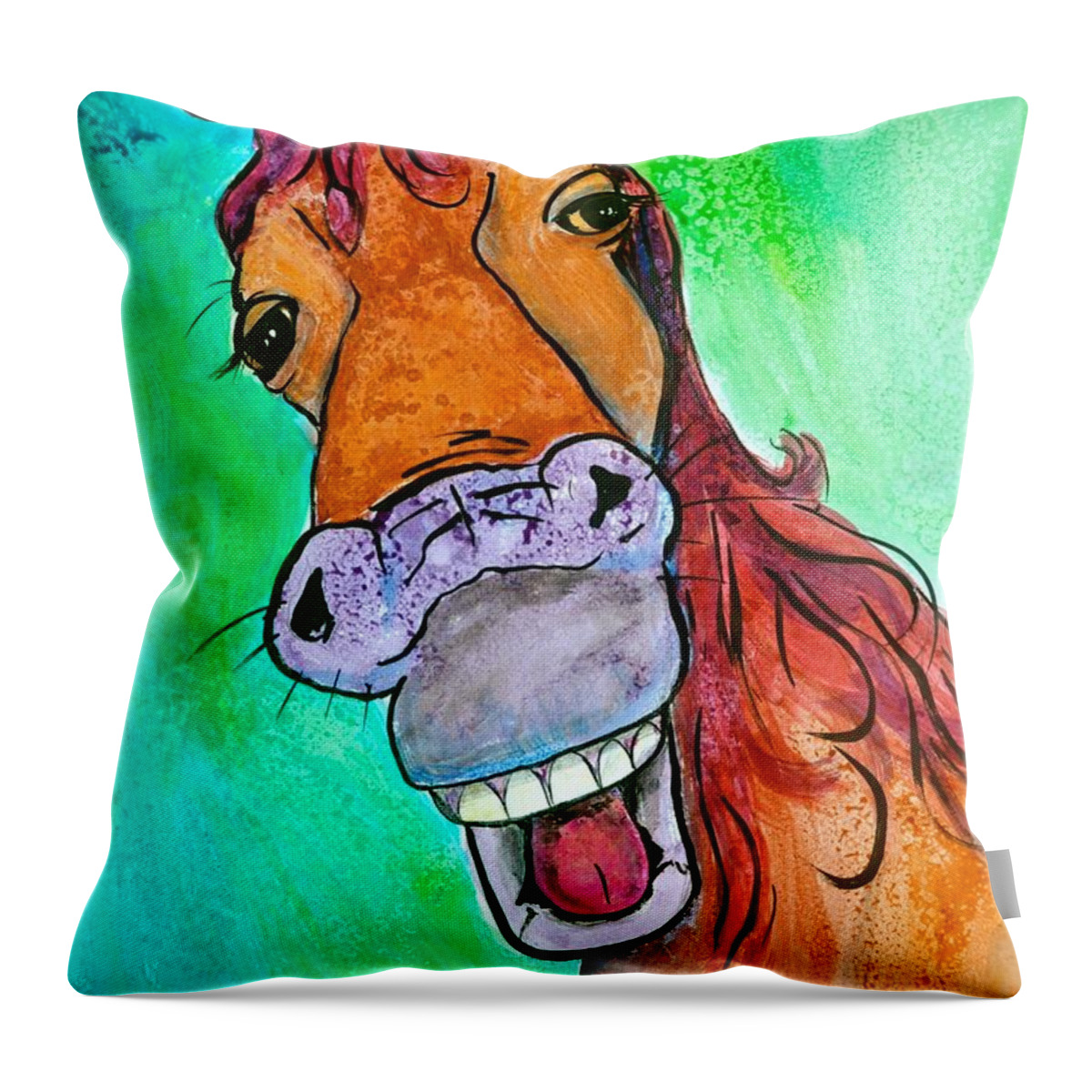 Gossip Throw Pillow featuring the painting Gossip by Debi Starr