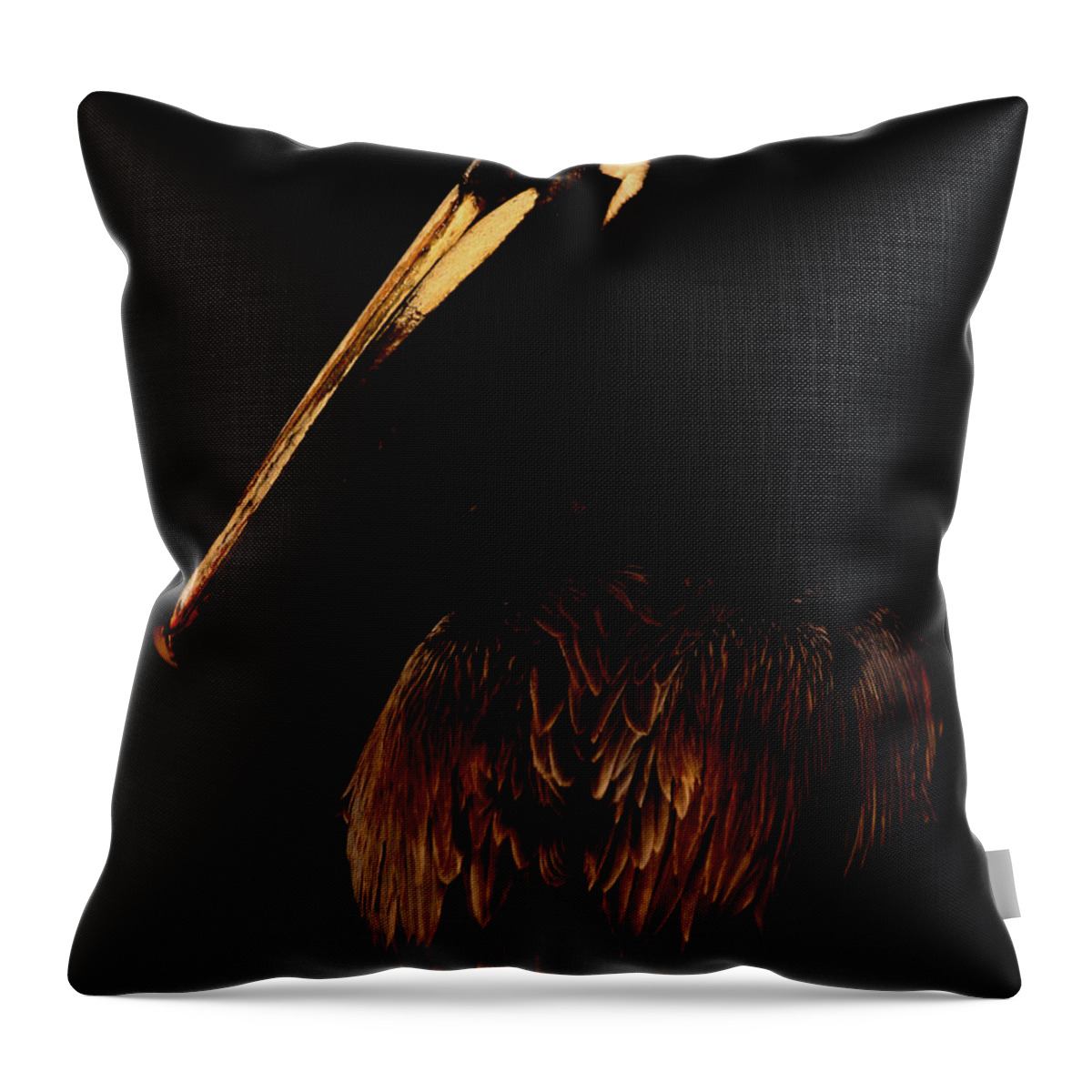 Brown Pelican Throw Pillow featuring the digital art Got Fish by Joseph G Holland