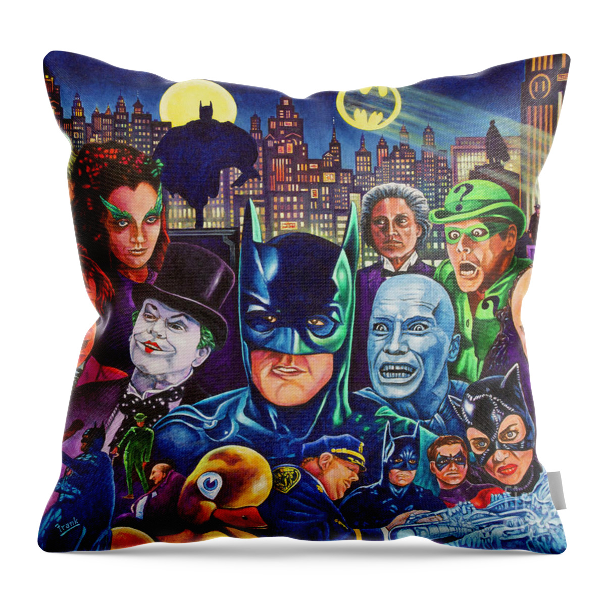 Movie Classics Throw Pillow featuring the painting Gotham City by Michael Frank