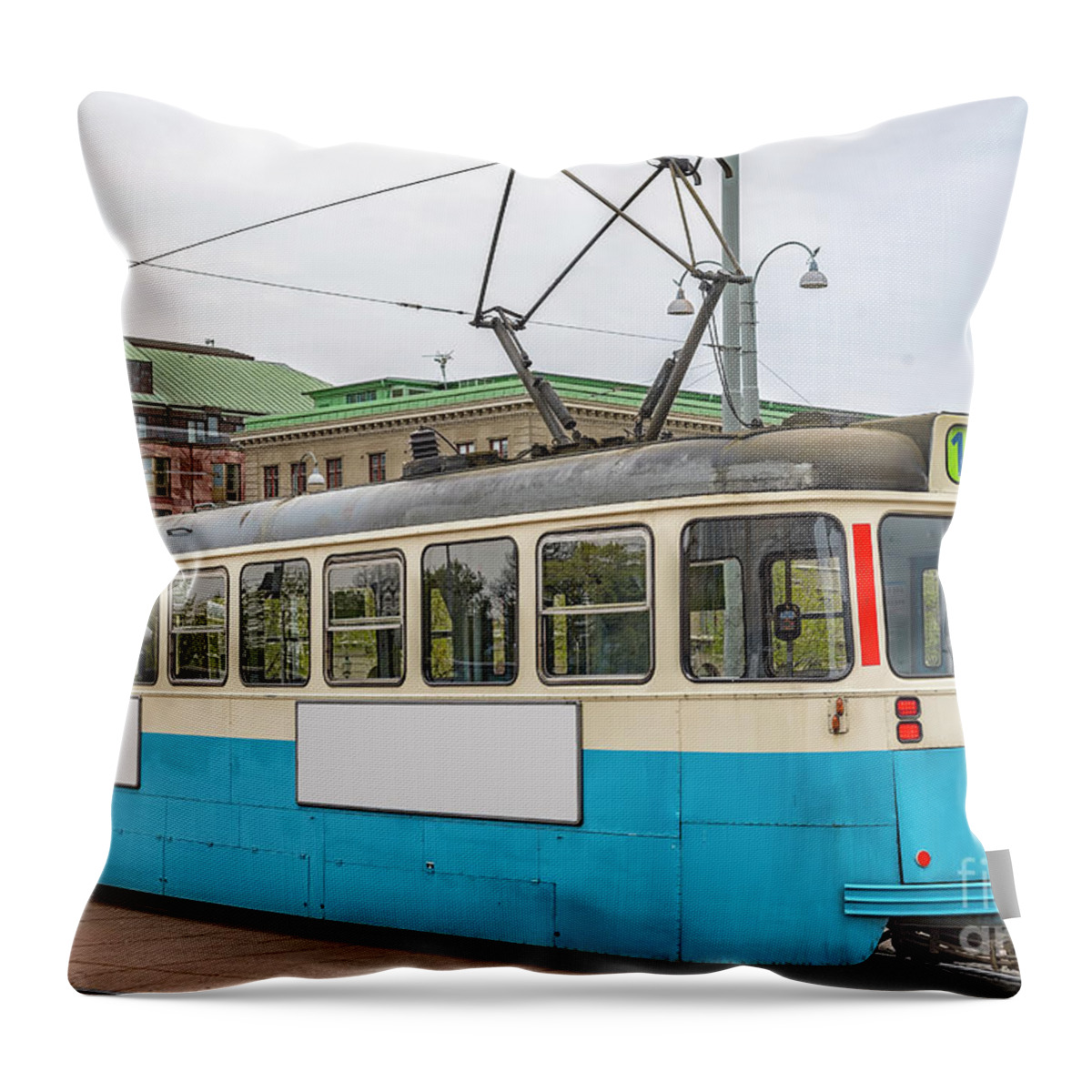 Tram Throw Pillow featuring the photograph Gothenburg Tram Car by Antony McAulay