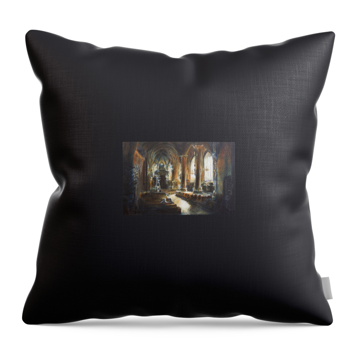 Church Throw Pillow featuring the painting Gothic Church by Nik Helbig
