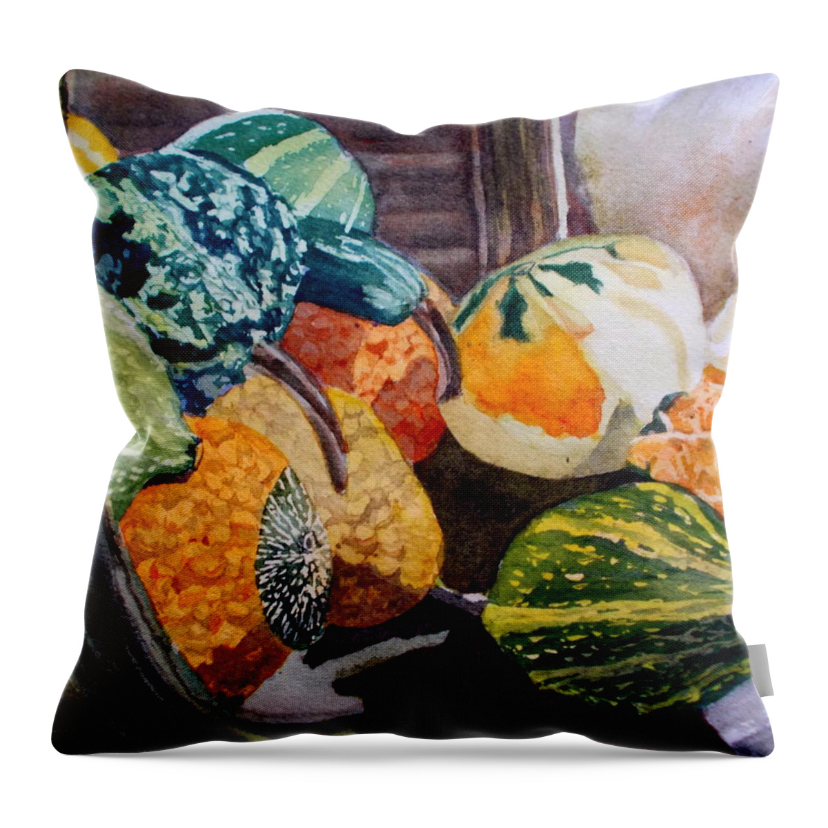Gourds Throw Pillow featuring the painting Gourds by Nicole Curreri