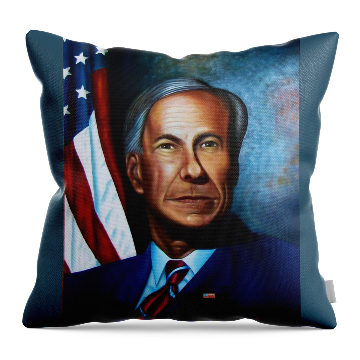 Texas Gov Greg Abbott Throw Pillow featuring the painting Gov Greg Abbott by Gene Gregory