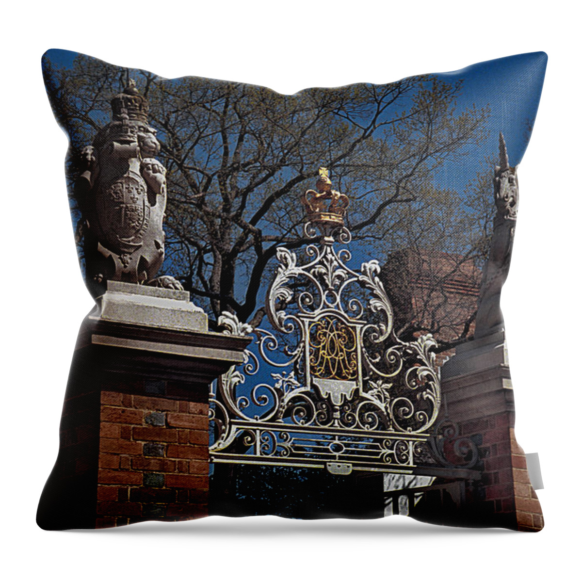 Williamsburg Throw Pillow featuring the photograph Governor's Palace Gate Detail by Frank Maxwell