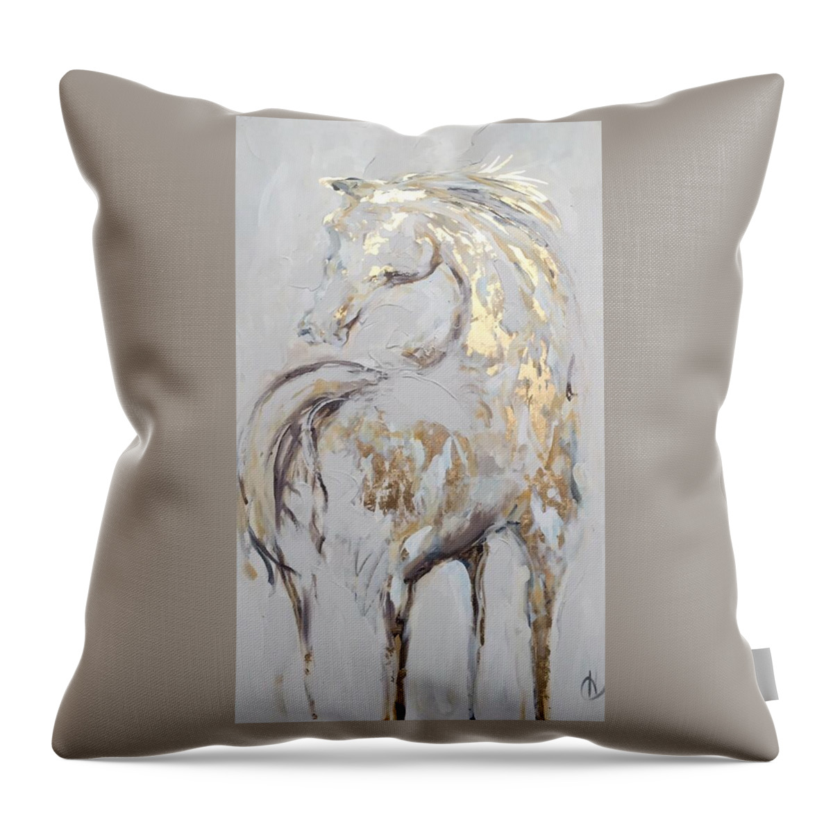 Modern Horse Contemporary Original Equestrian Throw Pillow featuring the painting Grace by Heather Roddy