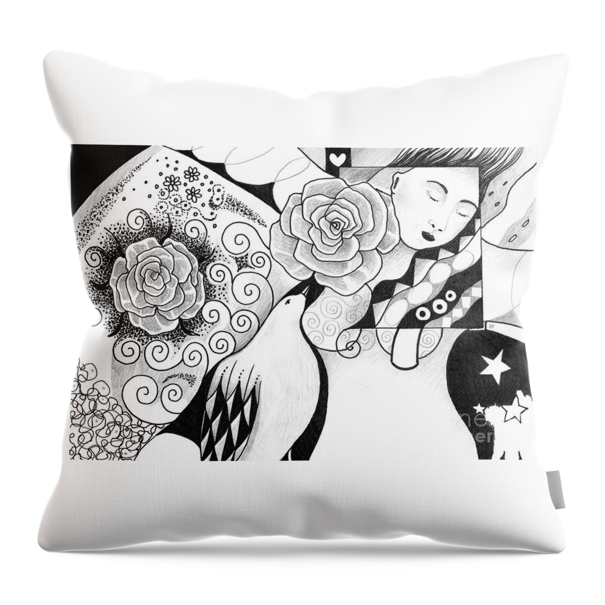 Grace Throw Pillow featuring the drawing Gracefully by Helena Tiainen