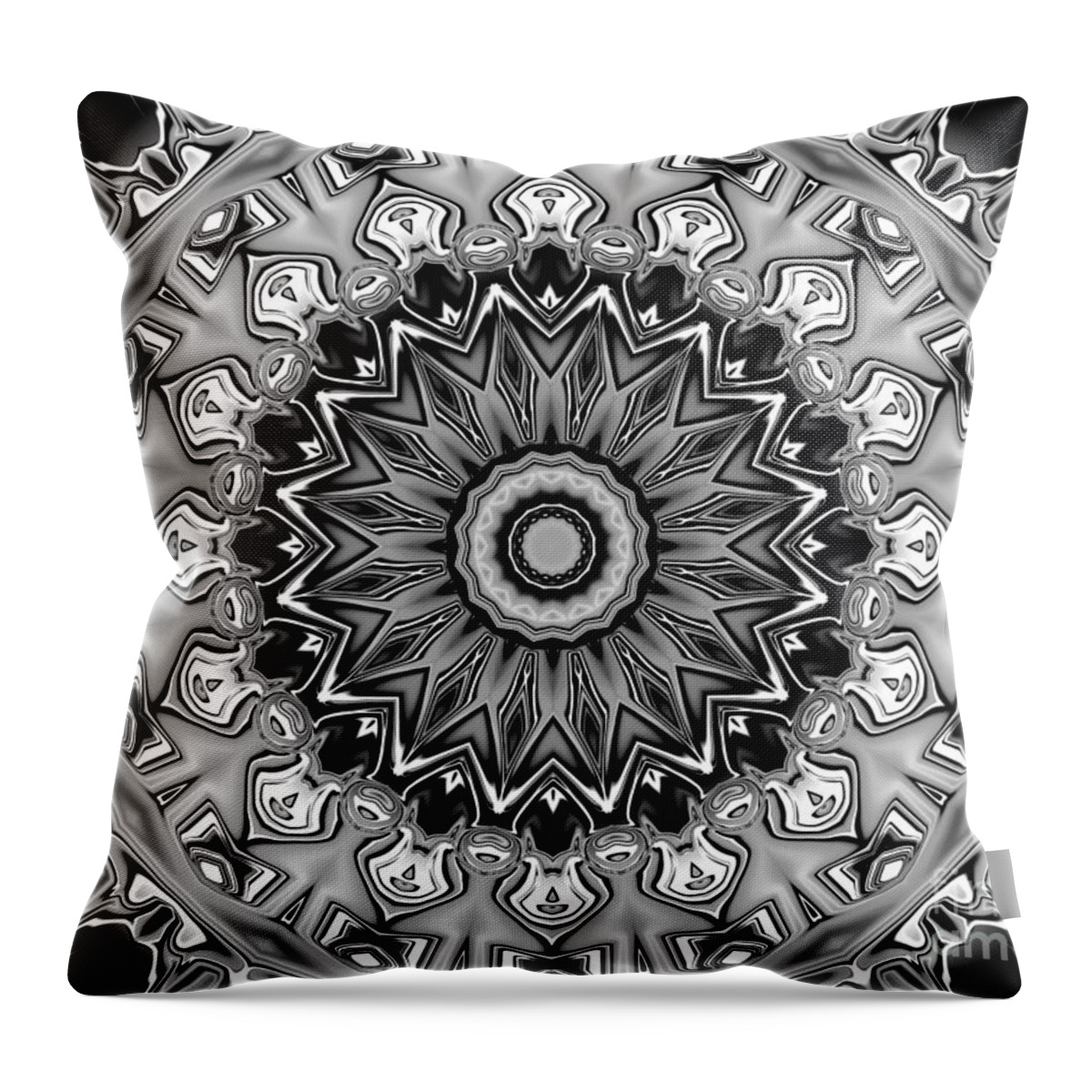  Throw Pillow featuring the digital art Gradient Black and White Mandala by PIPA Fine Art - Simply Solid