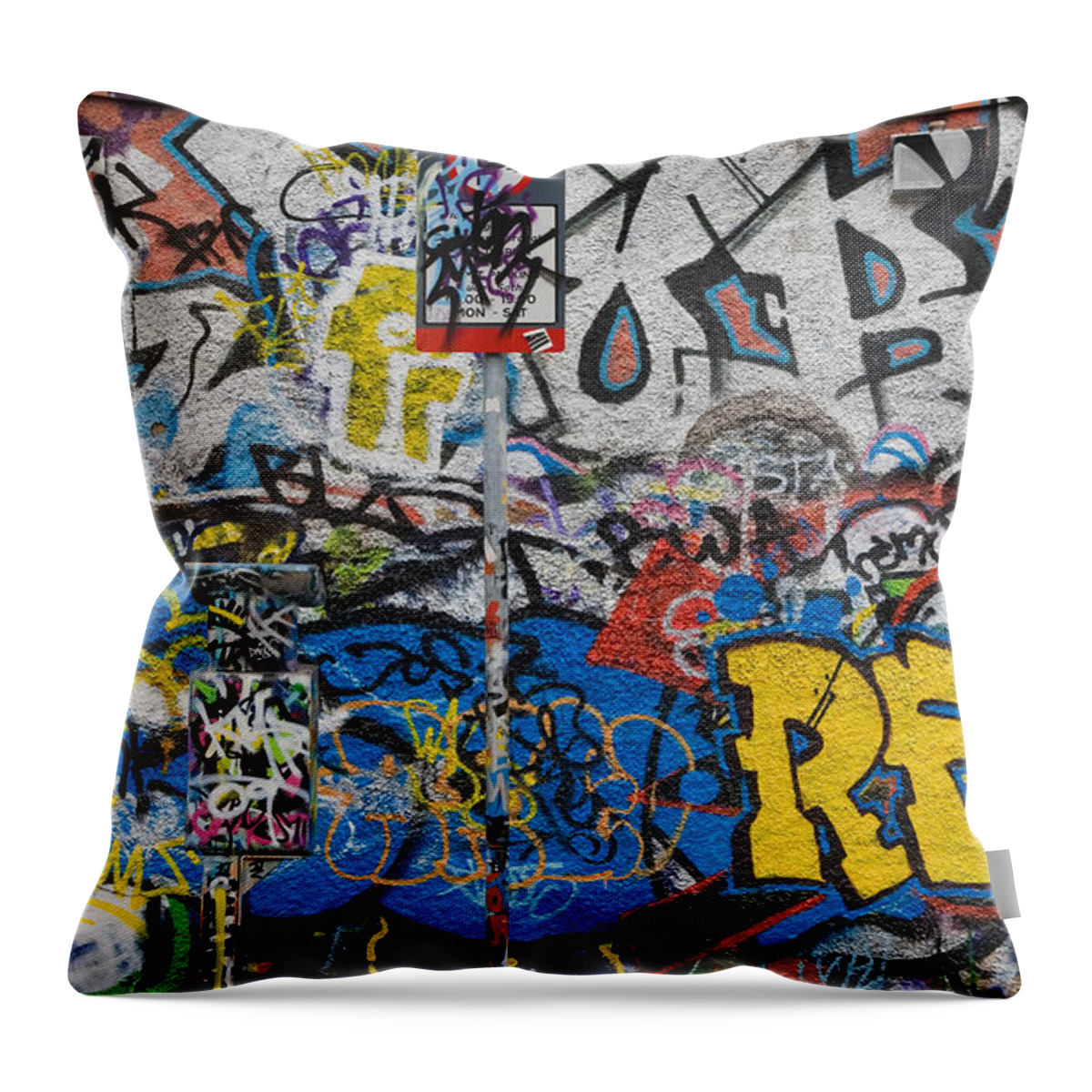 Photography Throw Pillow featuring the photograph Grafitti On The U2 Wall, Windmill Lane by Panoramic Images