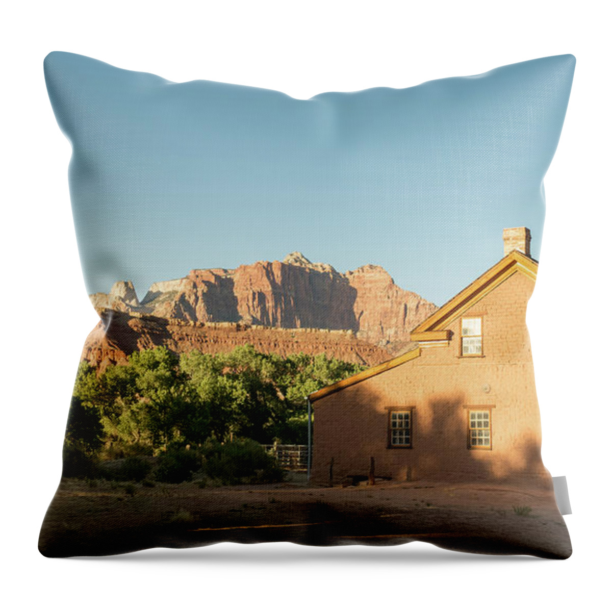 Brick House Throw Pillow featuring the photograph Grafton Ghost Town home by Edward Fielding