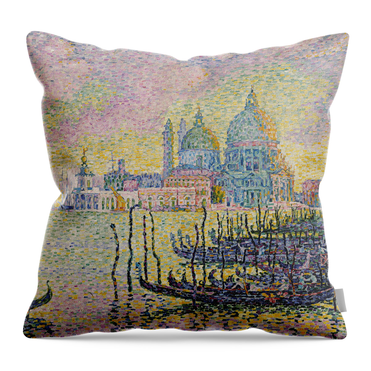 Paul Signac Throw Pillow featuring the painting Grand Canal by Paul Signac