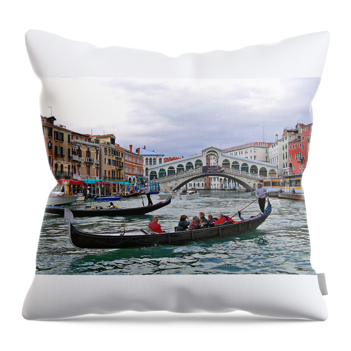 Venice Throw Pillow featuring the photograph Grand Canal Scene by Caroline Stella