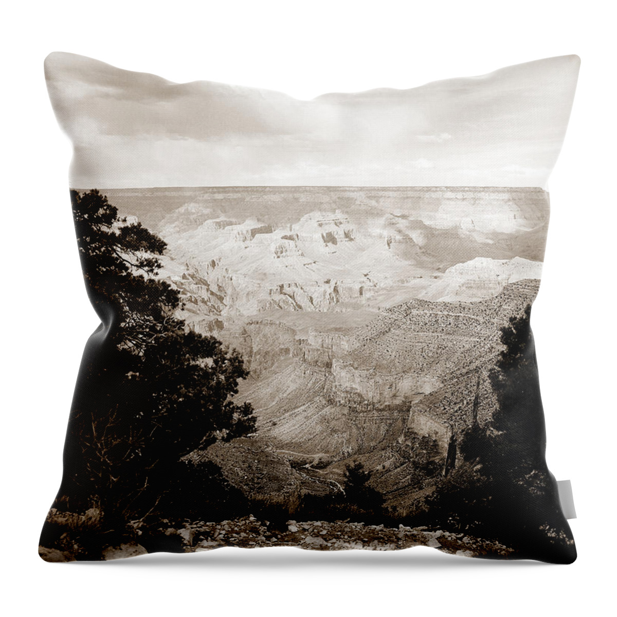 Grand Canyon Throw Pillow featuring the photograph Grand Canyon Arizona Fine Art Photograph In Sepia 3529.01 by M K Miller