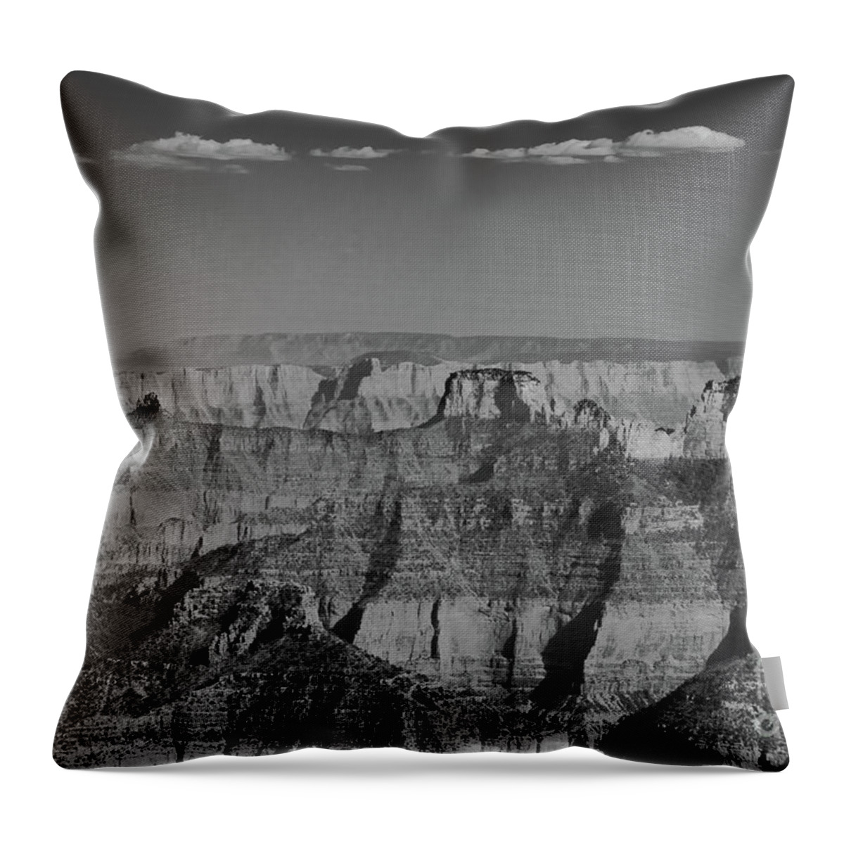 Granbd Canyon Throw Pillow featuring the photograph Grand Canyon Black and White by Jeff Hubbard