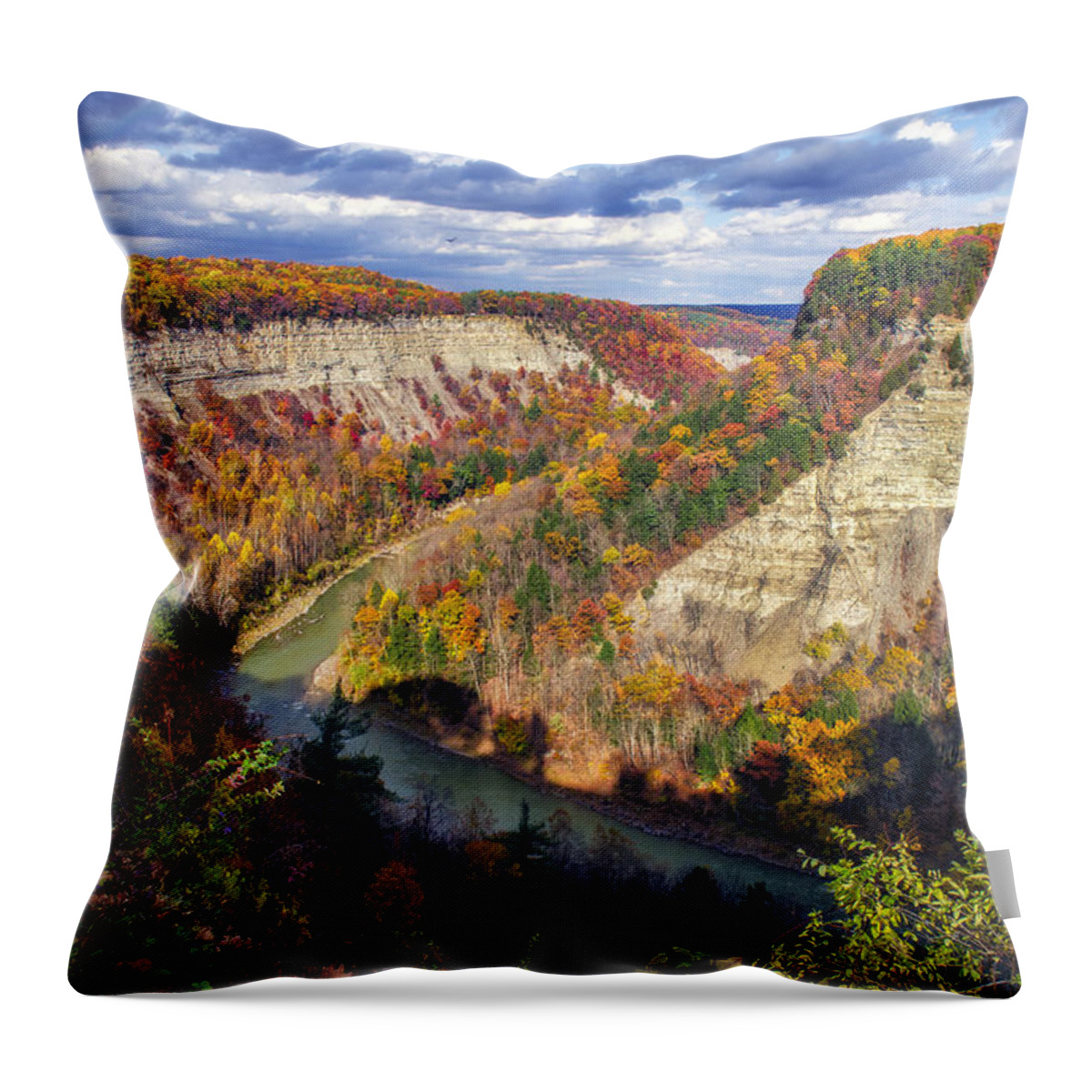Letchworth State Park Throw Pillow featuring the photograph Grand Canyon Of The East by Mark Papke