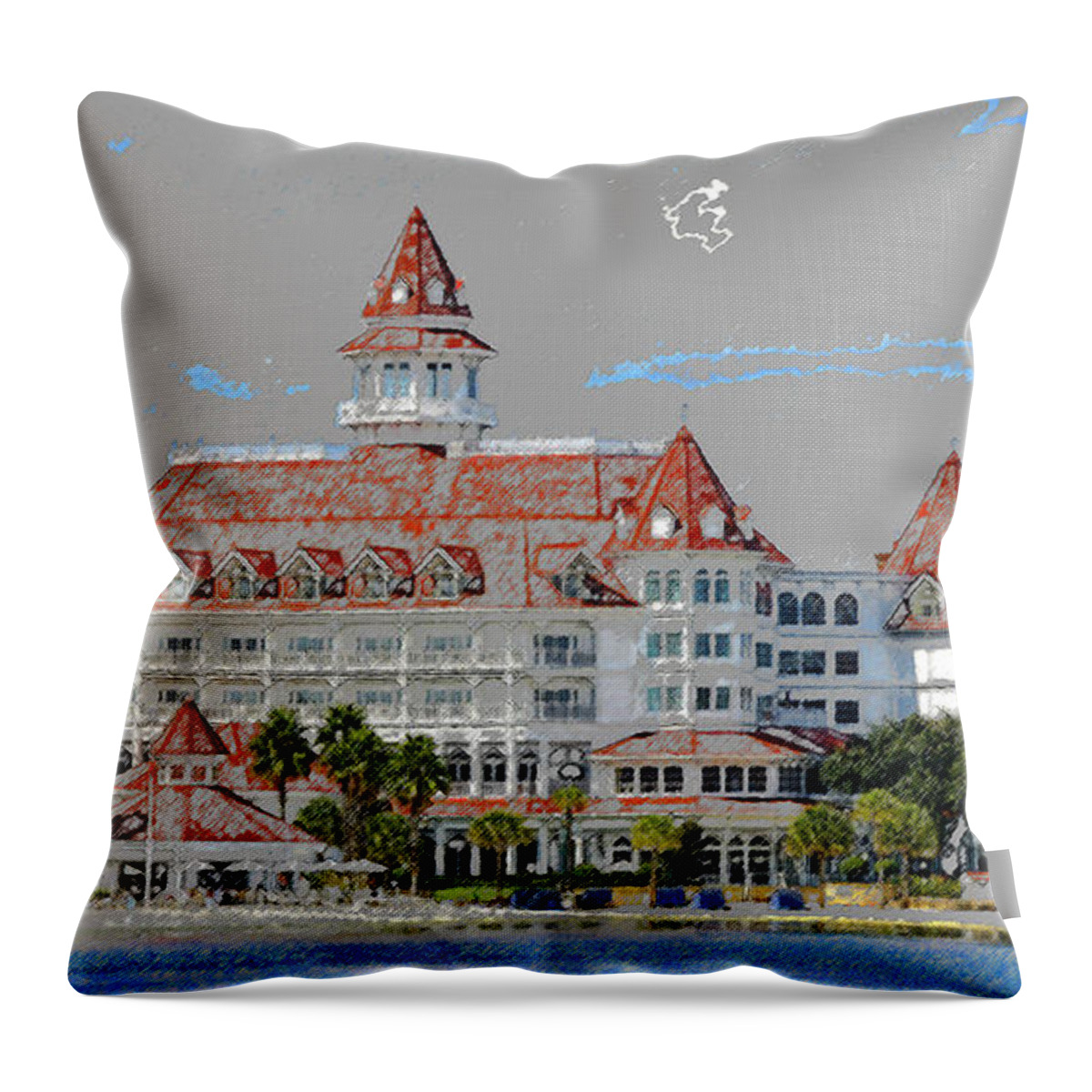 Art Throw Pillow featuring the painting Grand Floridian in Summer by David Lee Thompson