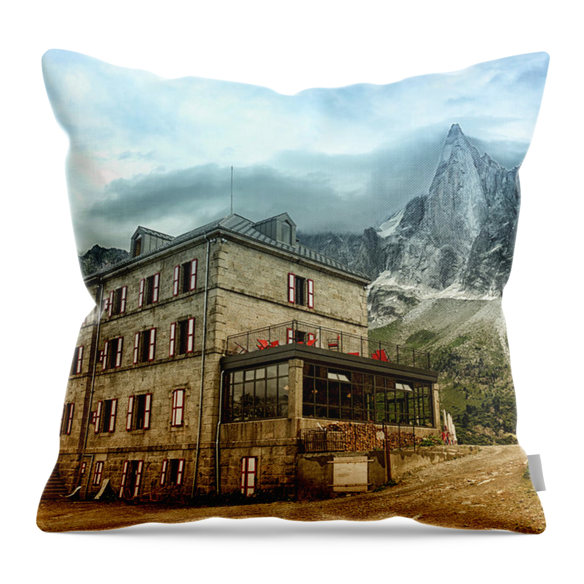 Grand Hotel Du Montenvers Throw Pillow featuring the photograph Grand Hotel du Montenvers by Chris Boulton