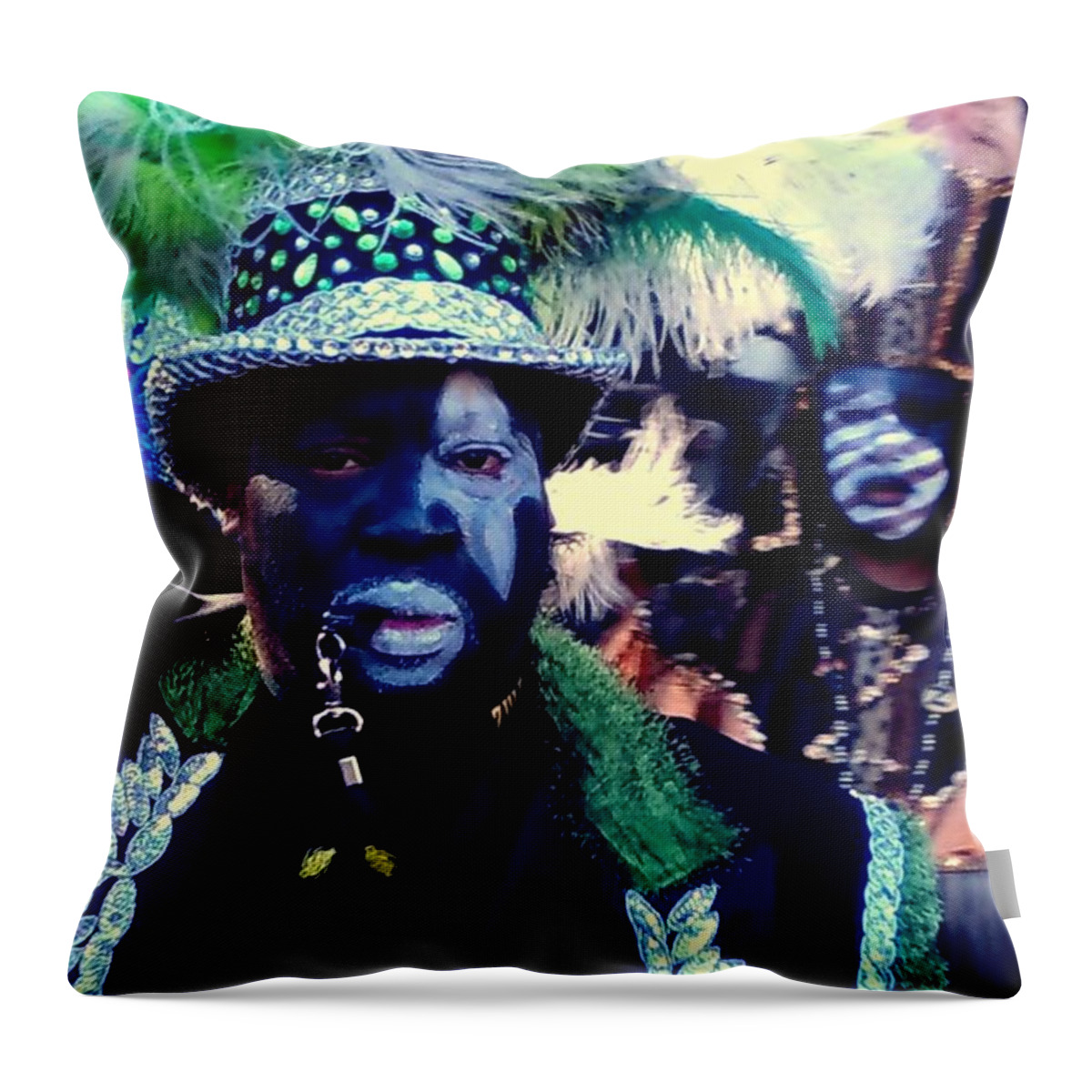 Nola Throw Pillow featuring the photograph Grand Marshall Of The Zulu Parade Mardi Gras 2016 In New Orleans by Michael Hoard