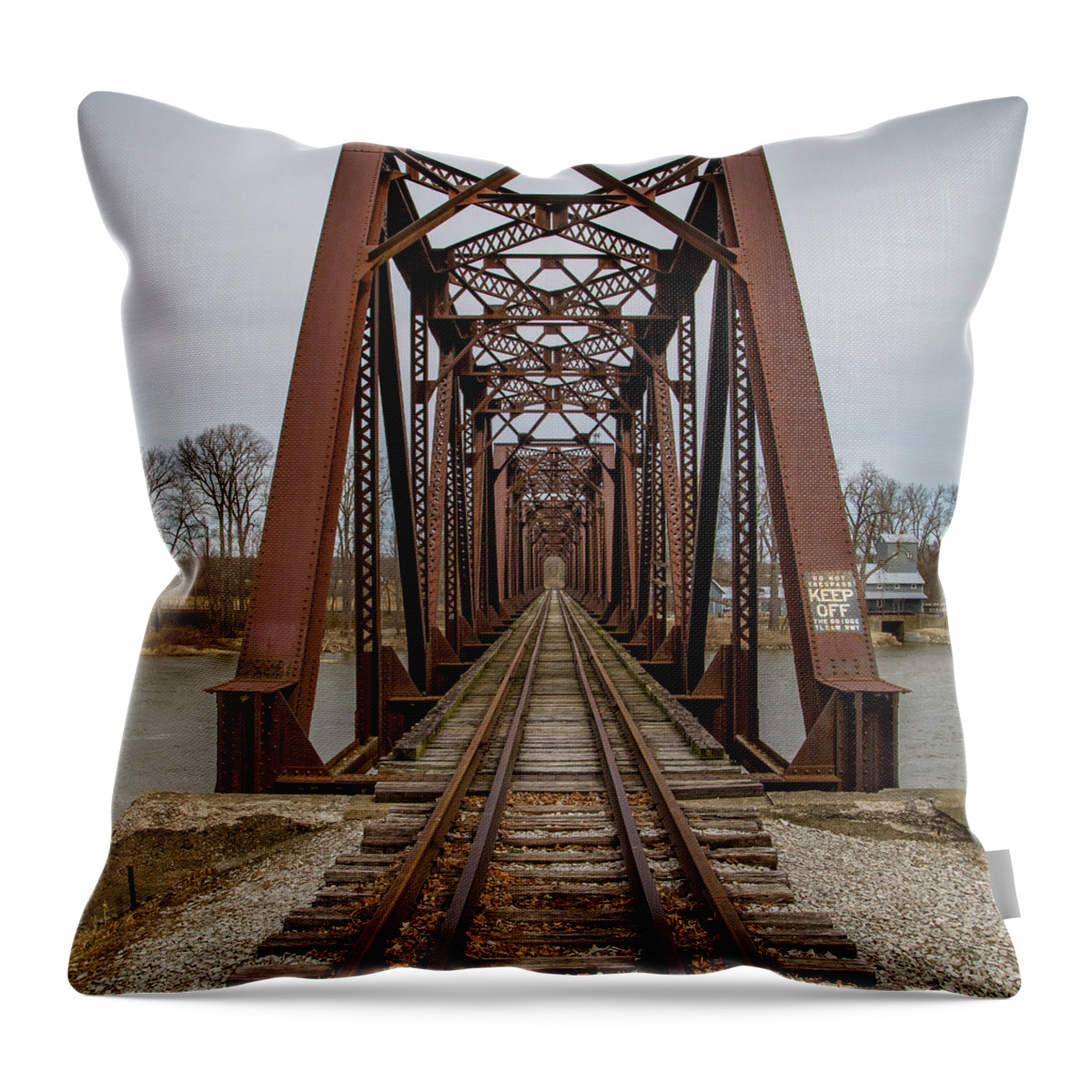 Train Throw Pillow featuring the photograph Grand Rapids Trestle by Kevin Craft
