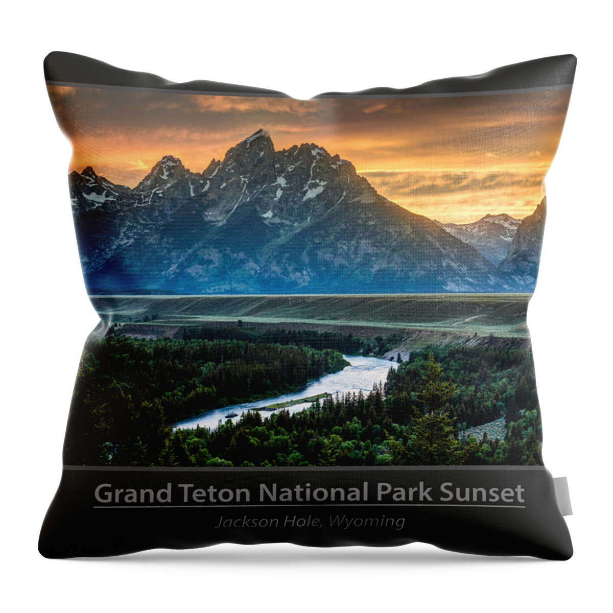  Throw Pillow featuring the photograph Grand Teton National Park Sunset Poster by Gary Whitton
