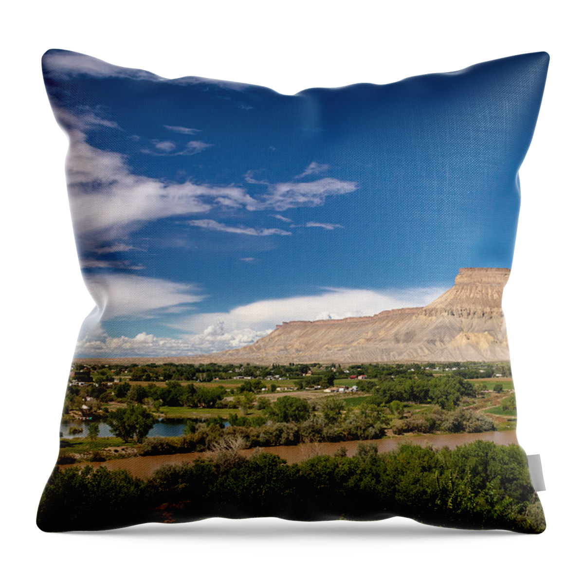 Colorado Throw Pillow featuring the photograph Grand Valley and Colorado River by Teri Virbickis