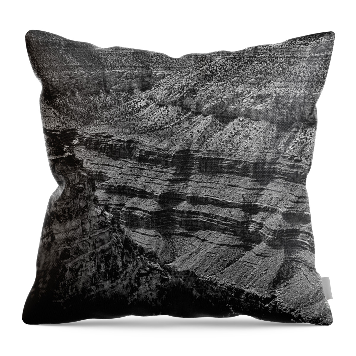 Grand Canyon Throw Pillow featuring the photograph Grand View Grand Canyon BW by Chuck Kuhn