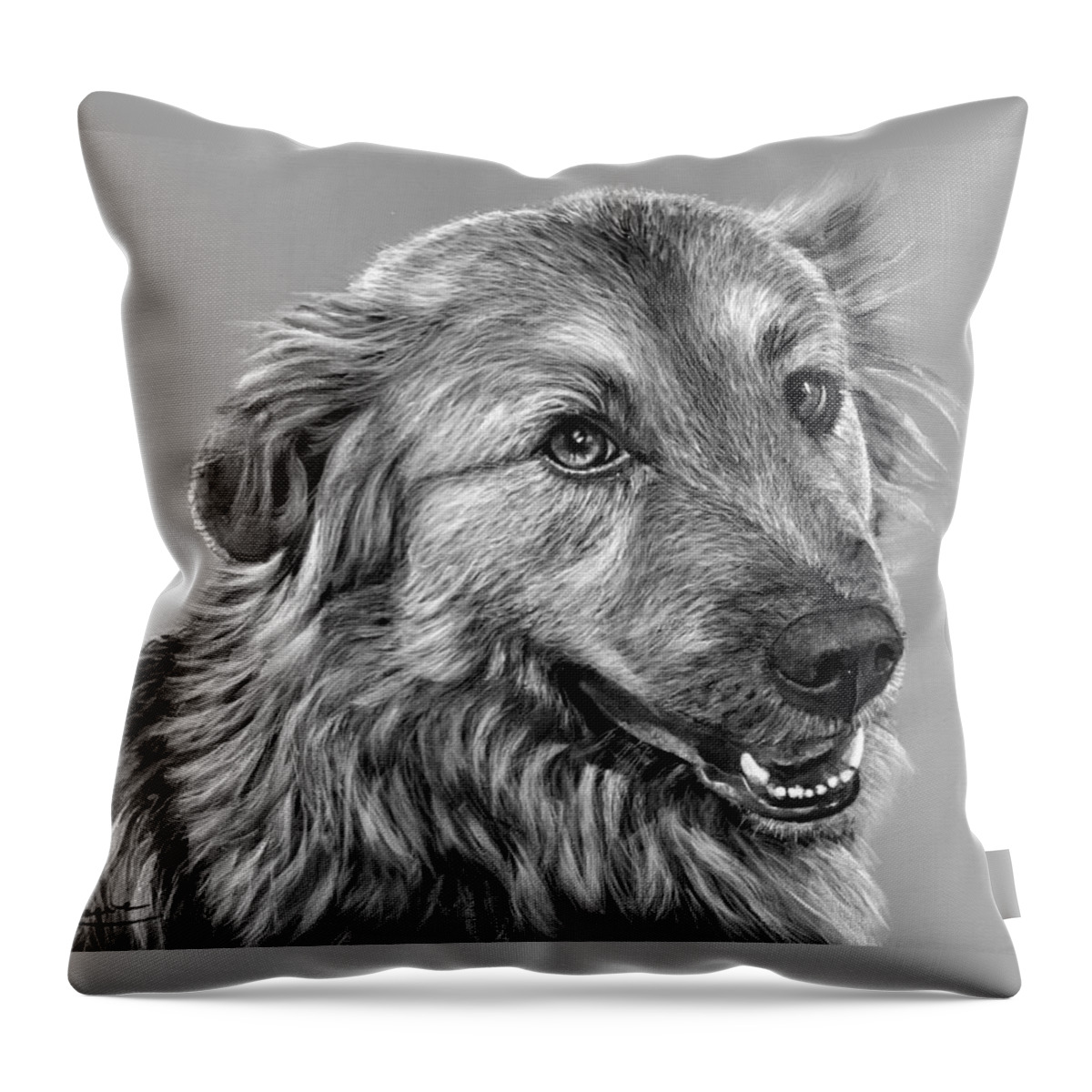 Dog Throw Pillow featuring the painting Granddog Kuper by John Neeve