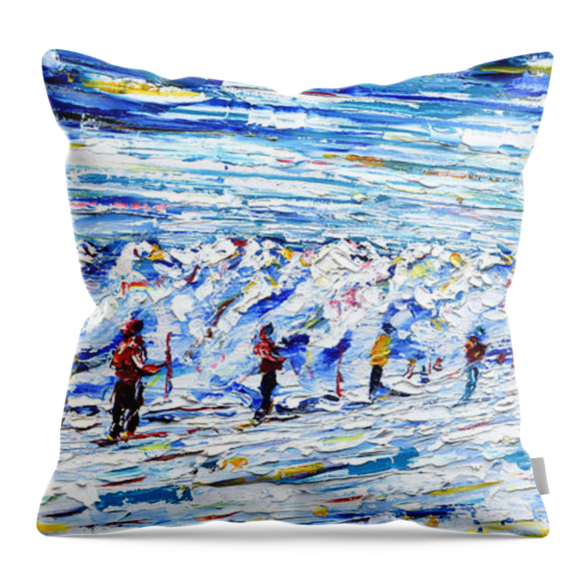 Grande Motte Throw Pillow featuring the painting Grande Motte Glacier Tignes by Pete Caswell