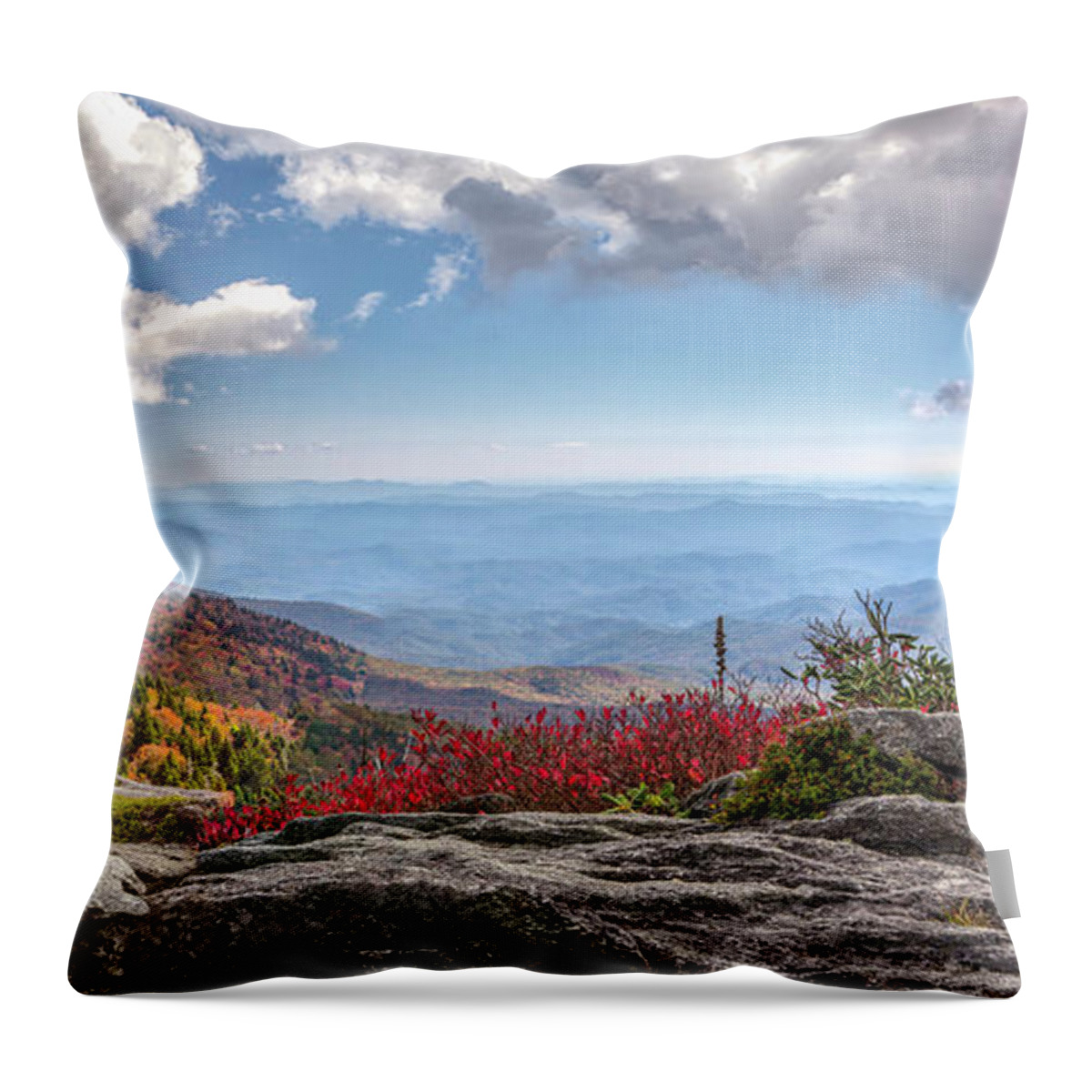 Panorama Throw Pillow featuring the photograph Grandfather Mountain Panorama 02 by Jim Dollar