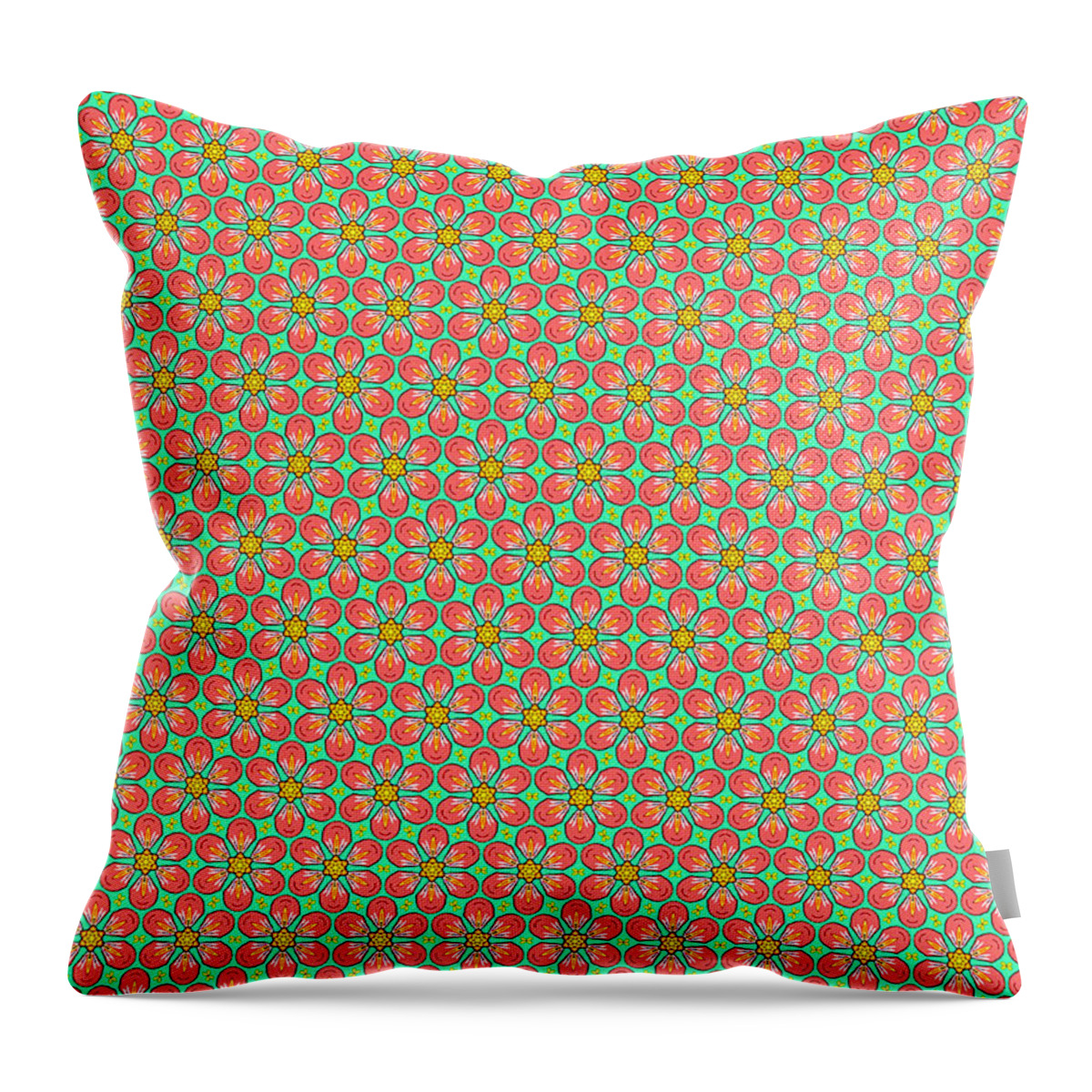 Abstract Throw Pillow featuring the digital art Grandma's Flowers by Becky Herrera