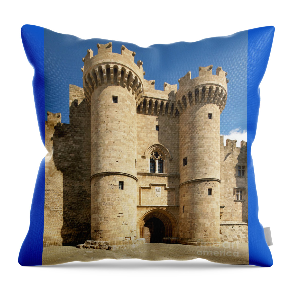 Prott Throw Pillow featuring the photograph Grandmaster Palace Rhodes Island Greece 1 by Rudi Prott