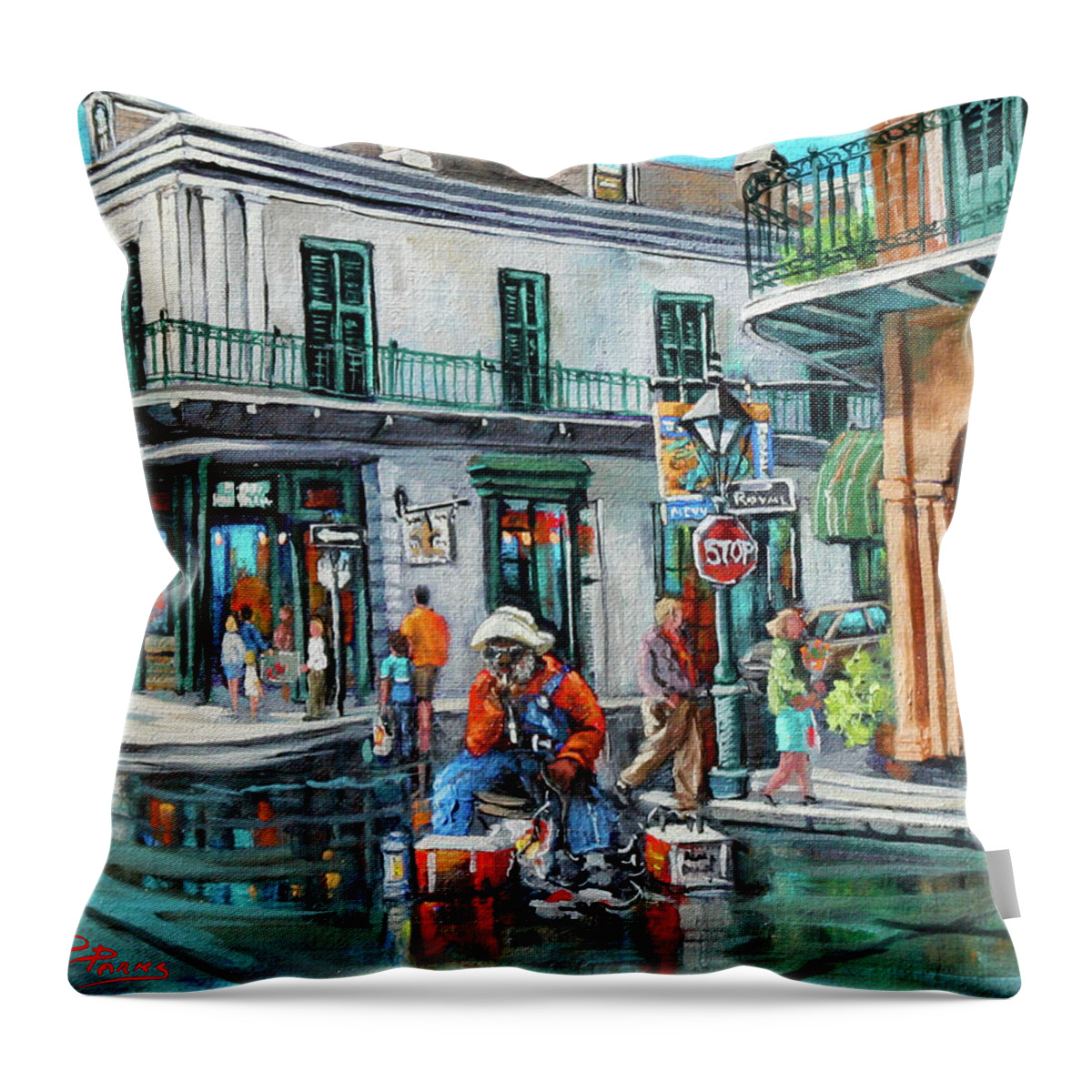  New Orleans Art Throw Pillow featuring the painting Grandpas Corner by Dianne Parks