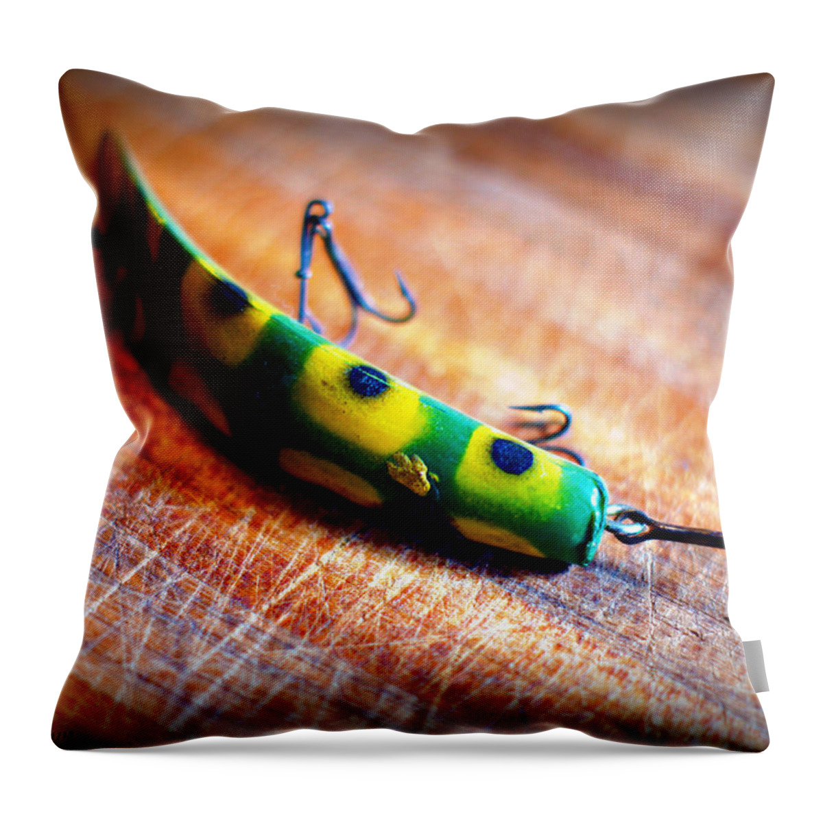 Fishing Throw Pillow featuring the photograph Grandpa's Lure by Cricket Hackmann