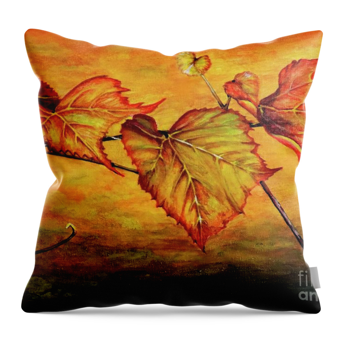 Grape Vine Throw Pillow featuring the painting Grape Vine by Judy Kirouac