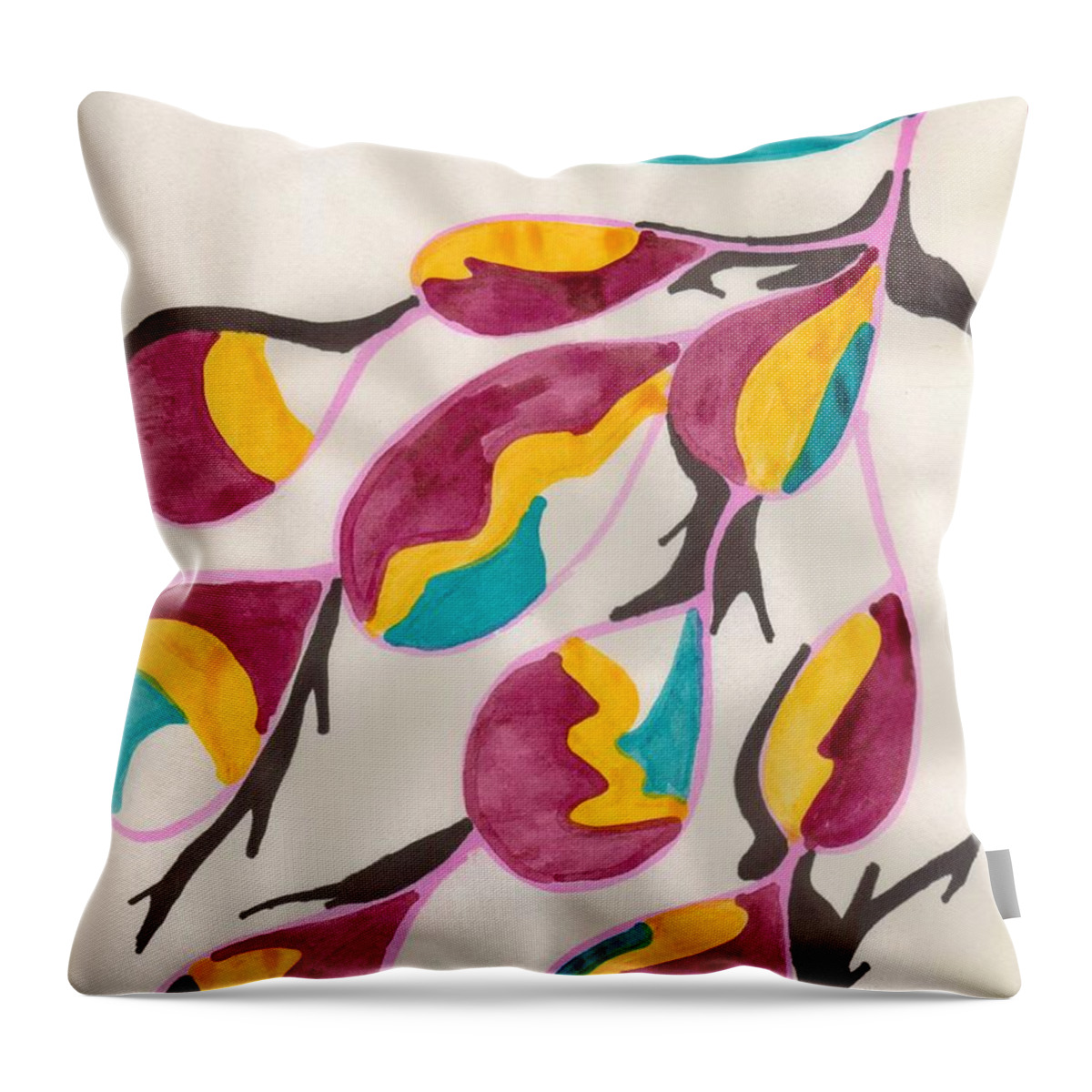 Grapes Throw Pillow featuring the mixed media Wine Grapes by Mary Mikawoz