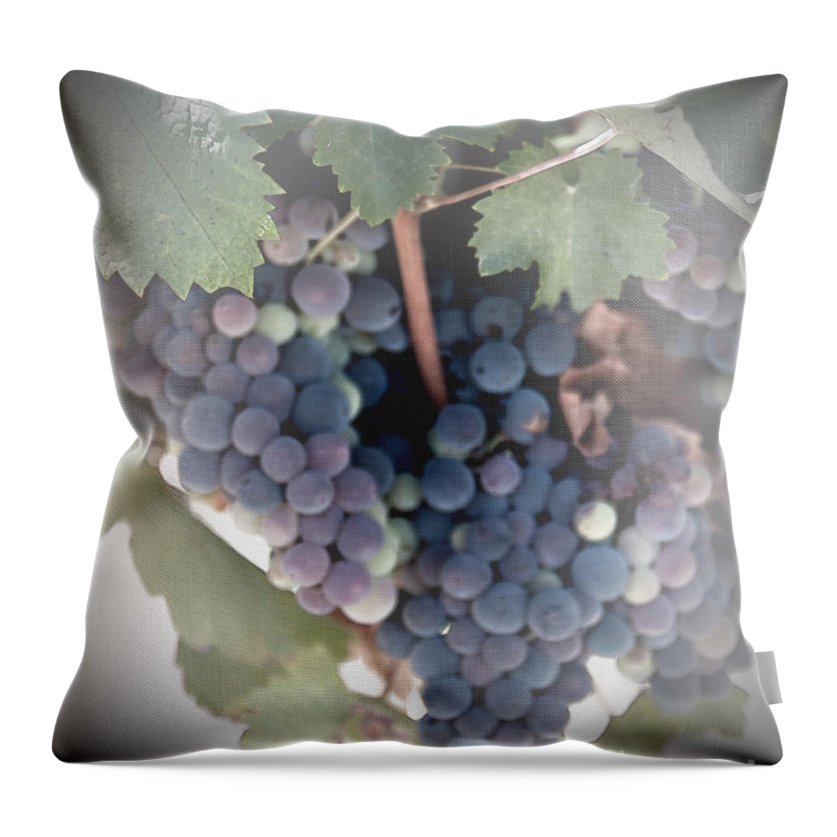 Grapes Throw Pillow featuring the digital art Grapes on the Vine I by Sherry Hallemeier