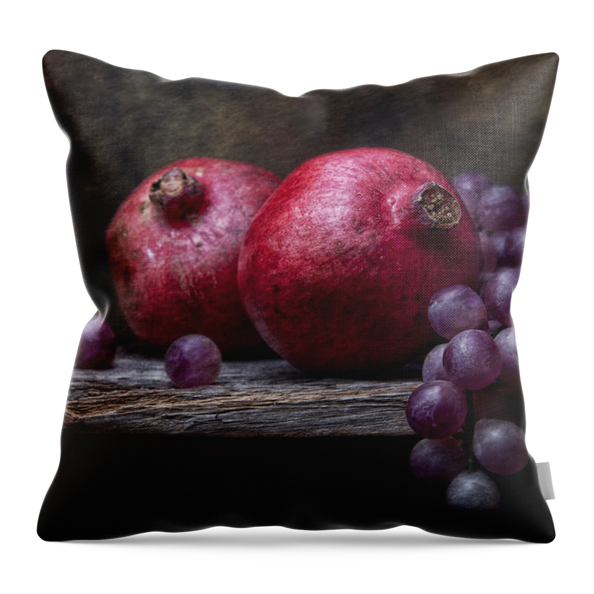 Pomegranate Throw Pillow featuring the photograph Grapes with Pomegranates by Tom Mc Nemar