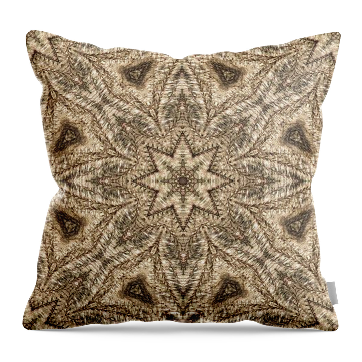 Kaleidoscope Throw Pillow featuring the photograph Grass Seed Star Mosaic by M E Cieplinski