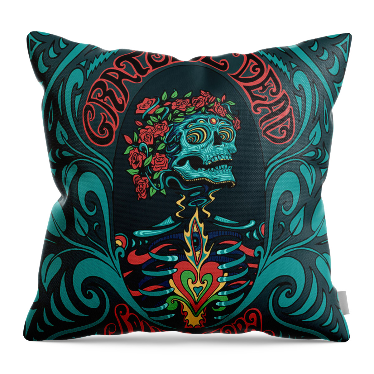 Grateful Dead Throw Pillow featuring the digital art Grateful Dead SANTA CLARA 2015 by Gd