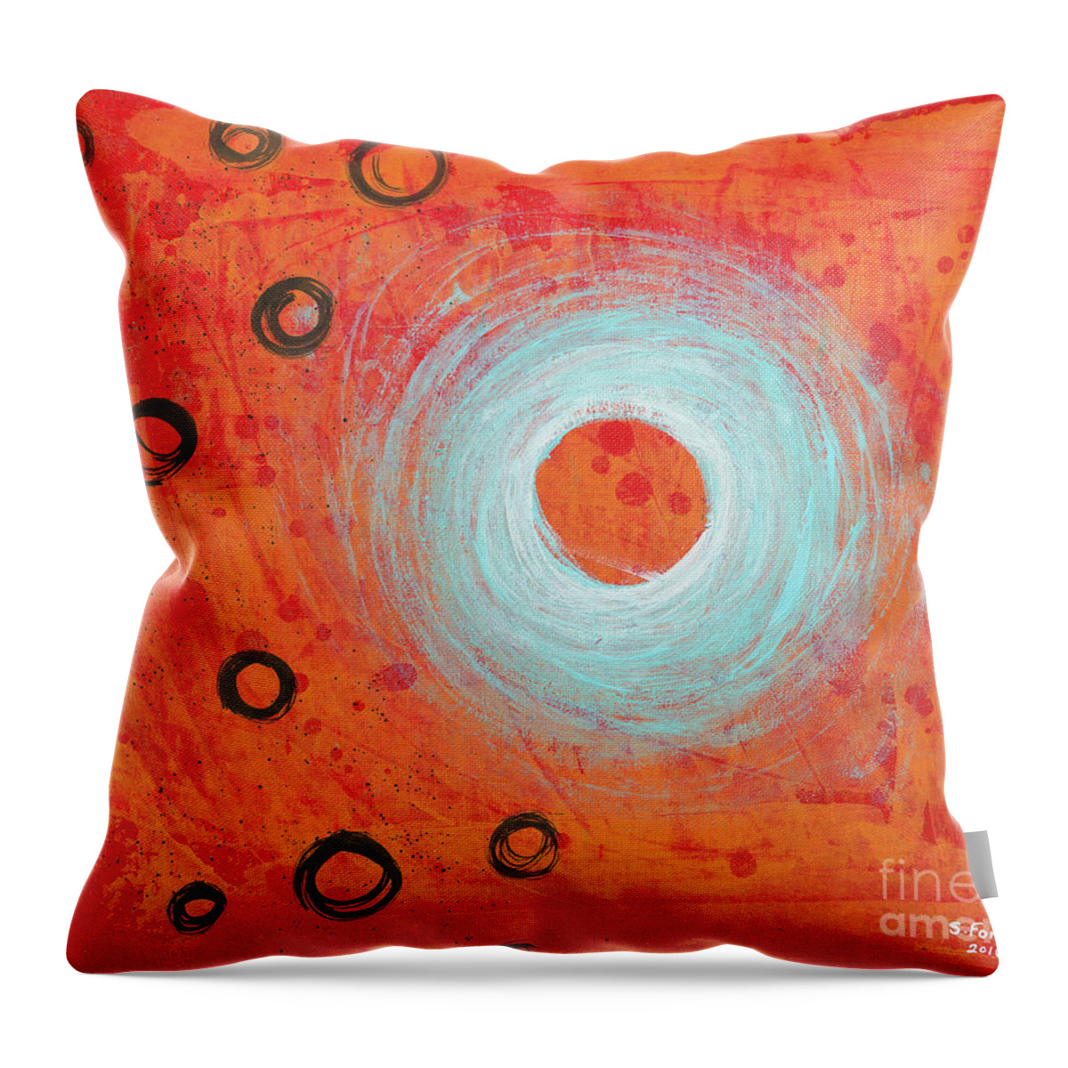 Circles Throw Pillow featuring the painting Gravitate by Stefanie Forck