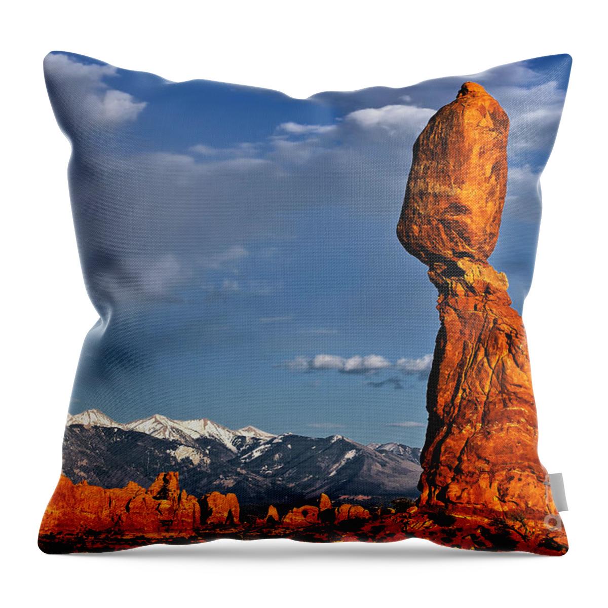 Utah Throw Pillow featuring the photograph Gravity Defying Balanced Rock, Arches National Park, Utah by Sam Antonio