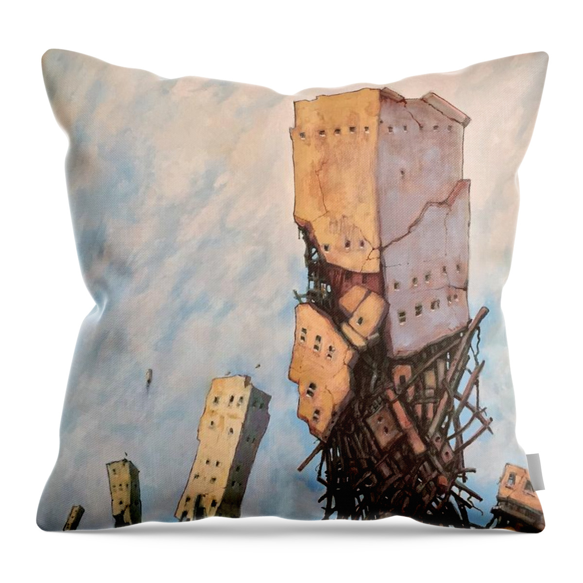 Landscape Throw Pillow featuring the painting Gravity Waves Goodbye by William Stoneham