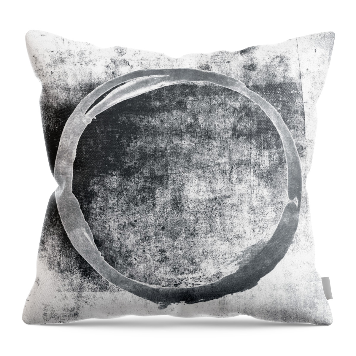 Gray Throw Pillow featuring the painting Gray Enso by Julie Niemela