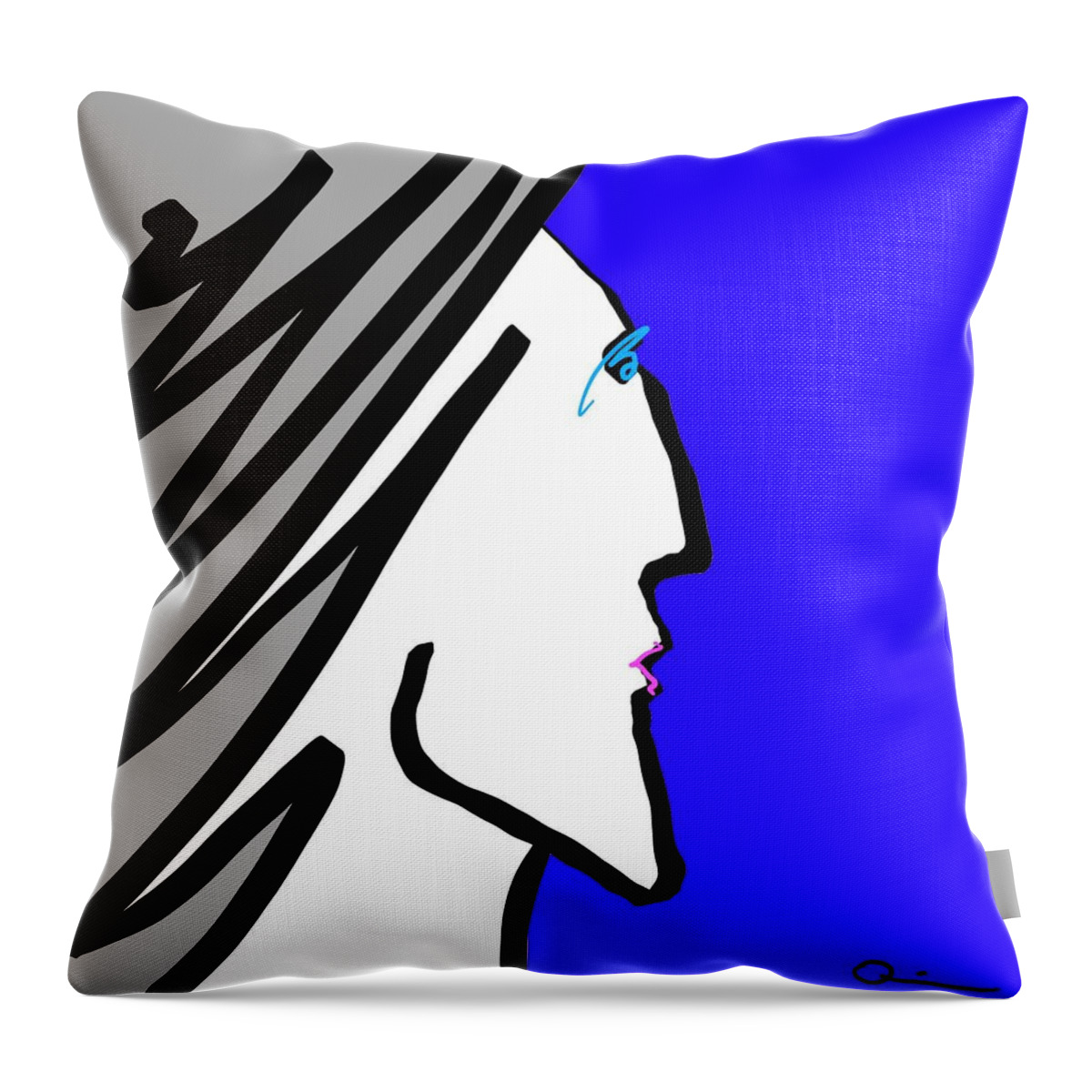 Woman Throw Pillow featuring the digital art Gray by Jeffrey Quiros