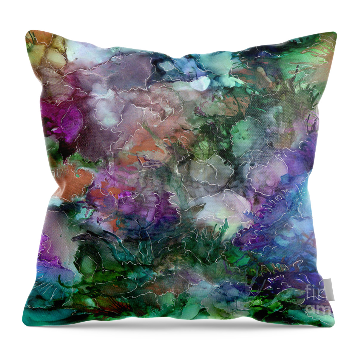 Great Barrier Reef Throw Pillow featuring the painting Great Barrier Reef by Eunice Warfel