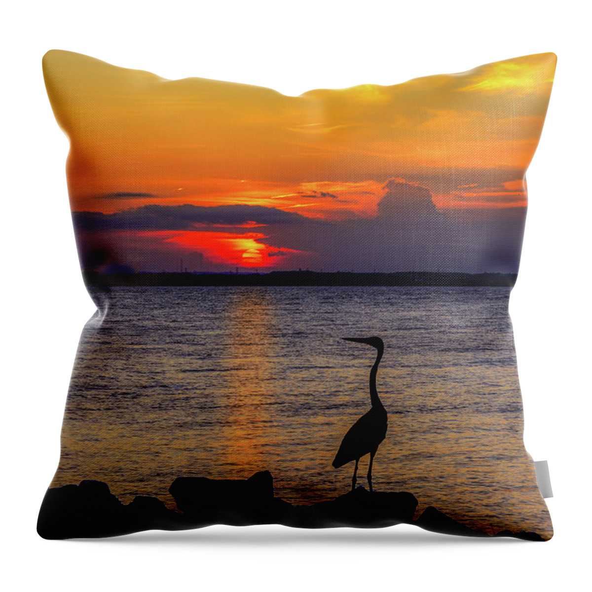 Ardea Herodias Throw Pillow featuring the photograph Great Blue Heron Silhouette by Patrick Wolf