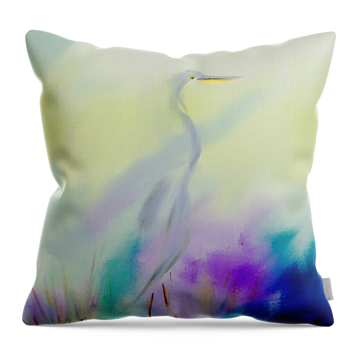 Ipad Painting Throw Pillow featuring the digital art Great Blue Heron Sillouette Abstract by Frank Bright