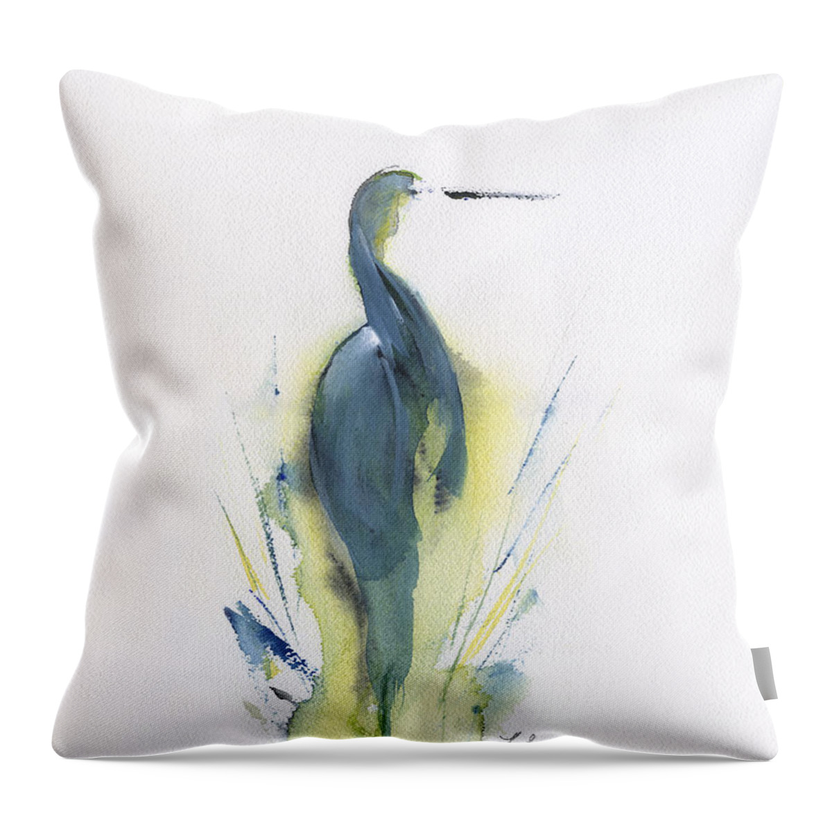 Great Blue Heron Throw Pillow featuring the painting Blue Heron Turning by Frank Bright