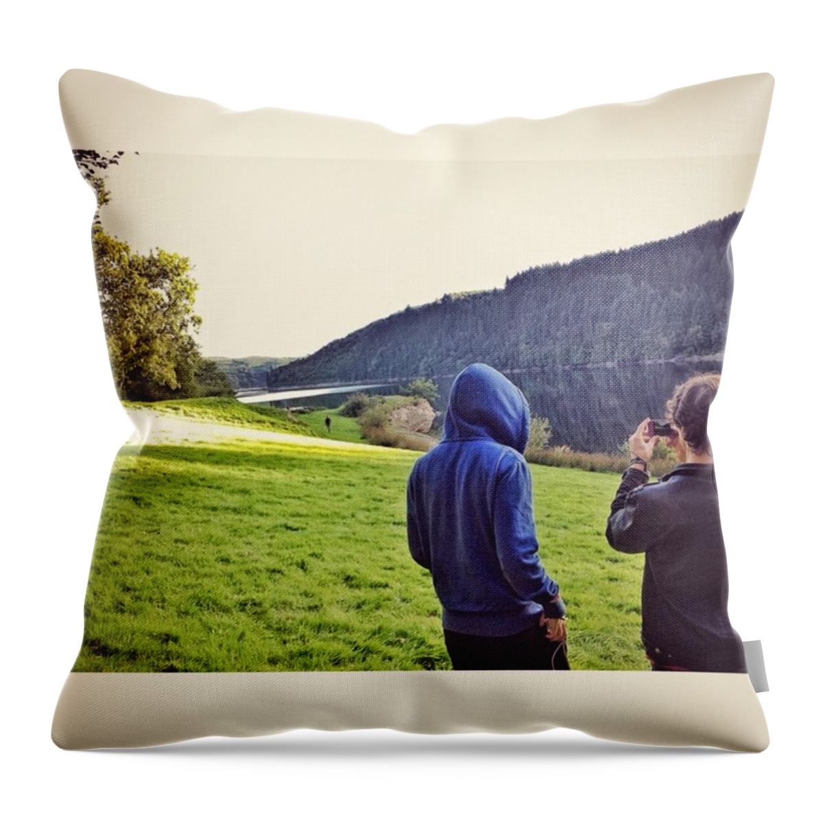 Mountains Throw Pillow featuring the photograph Great Day Out With The Boys
#wales by Tai Lacroix