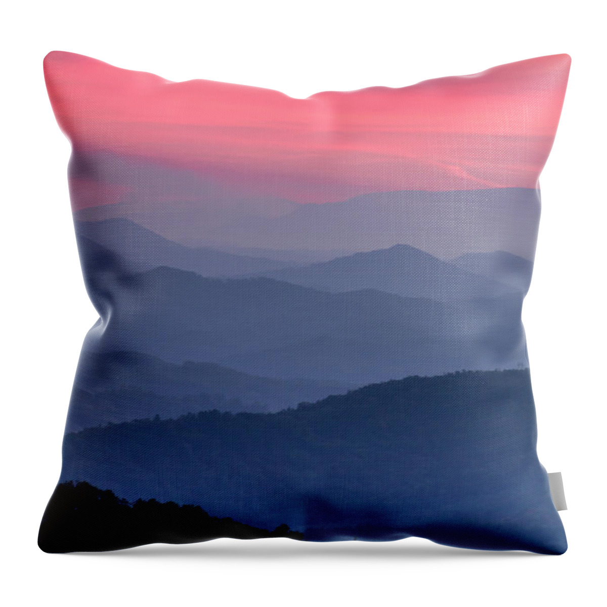 Foothills Parkway West Throw Pillow featuring the photograph Great Smoky Mountain Sunset by Teri Virbickis