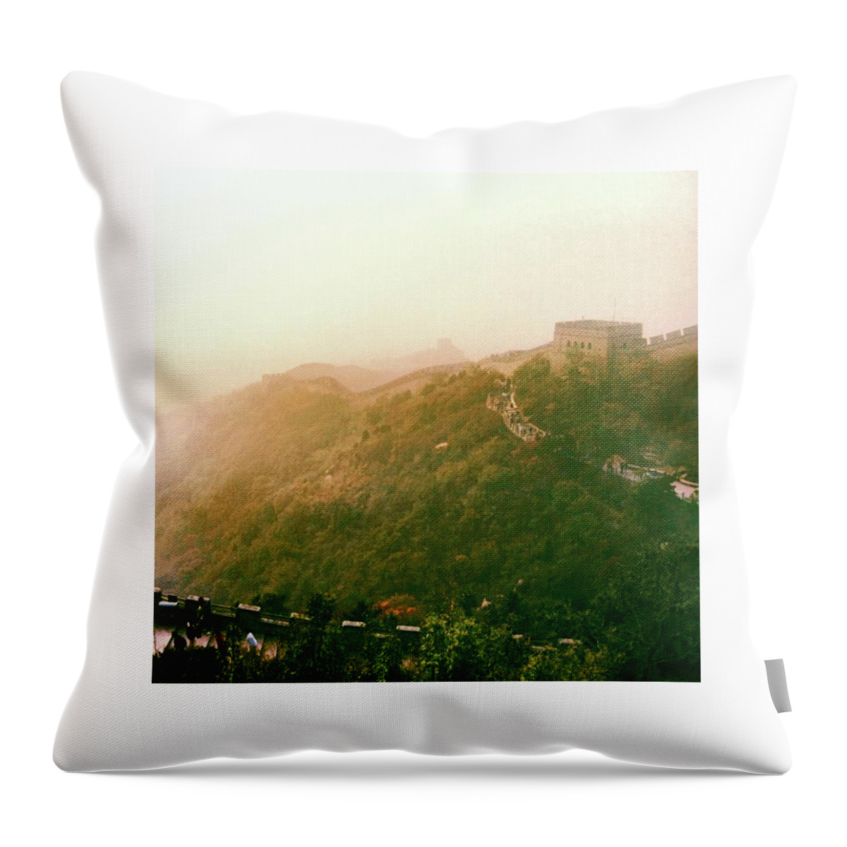 Great Wall Throw Pillow featuring the photograph Great Wall of China Beijing by Samantha Lai